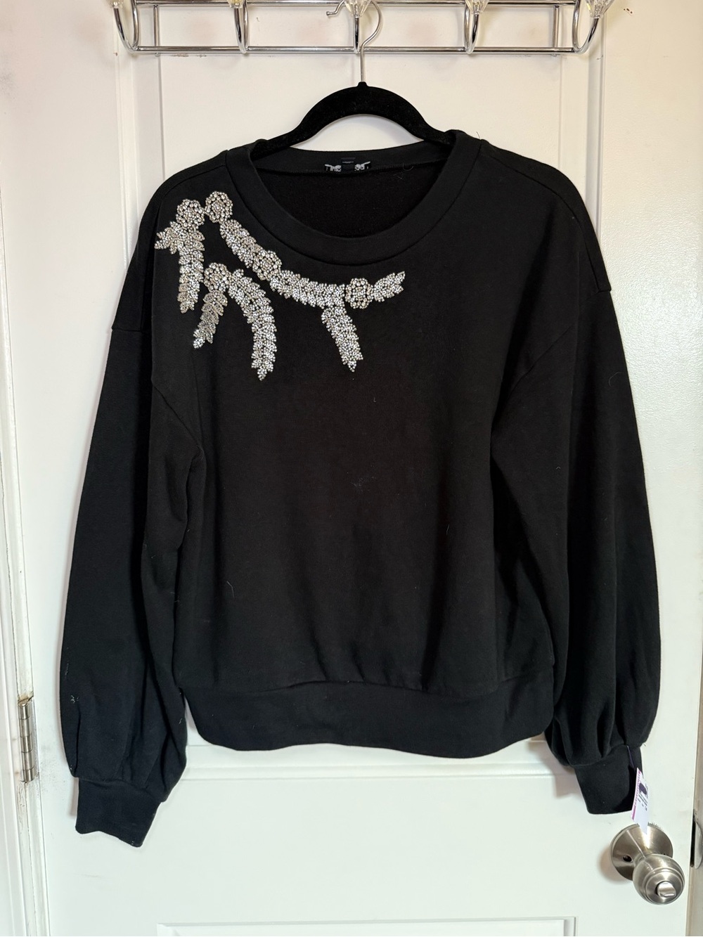 Express Y2K Crewneck Sweatshirt with Crystal Embellishment